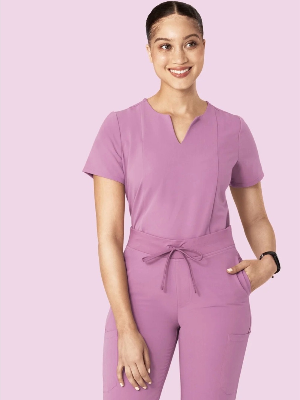 FULL SET! Mandala Lilac 5 pocket notch neck and 9 pocket joggers scrub set